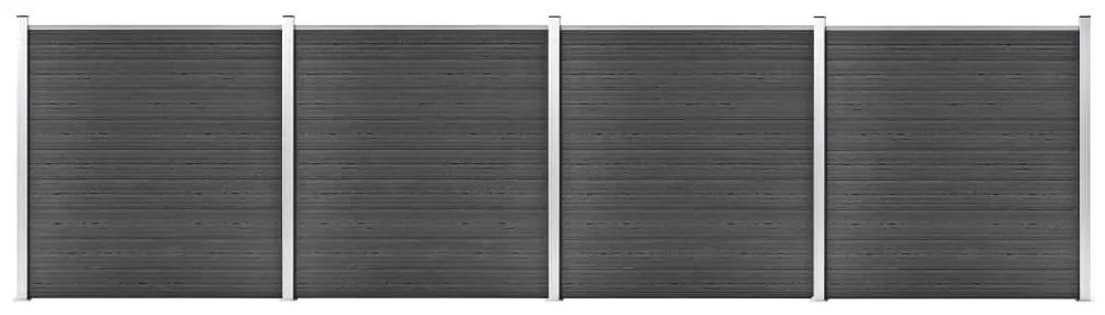 Conjunto de painel de vedação WPC 699x186 cm preto