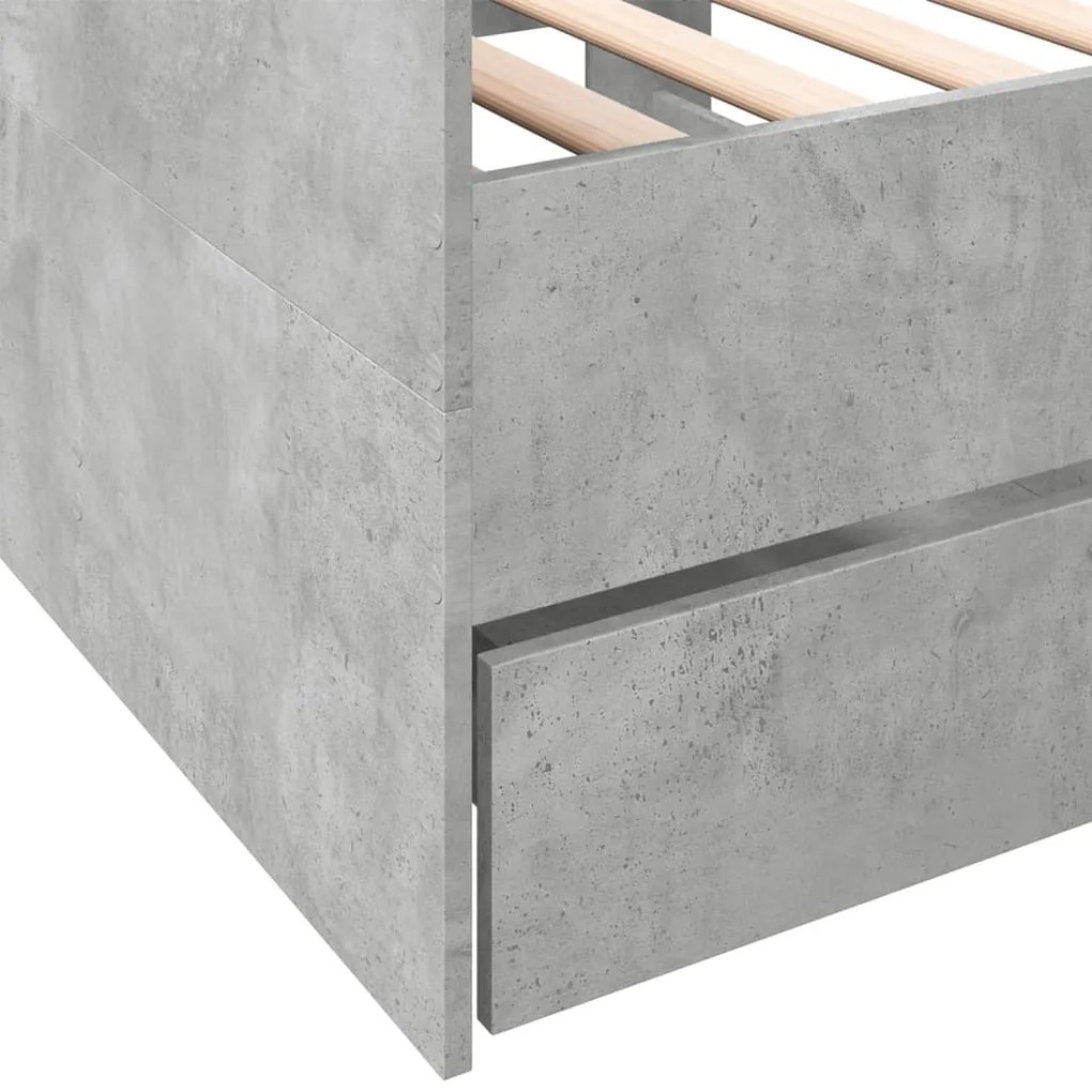 Sofá-cama com gavetas sem colchão 90x200 cm cinzento cimento