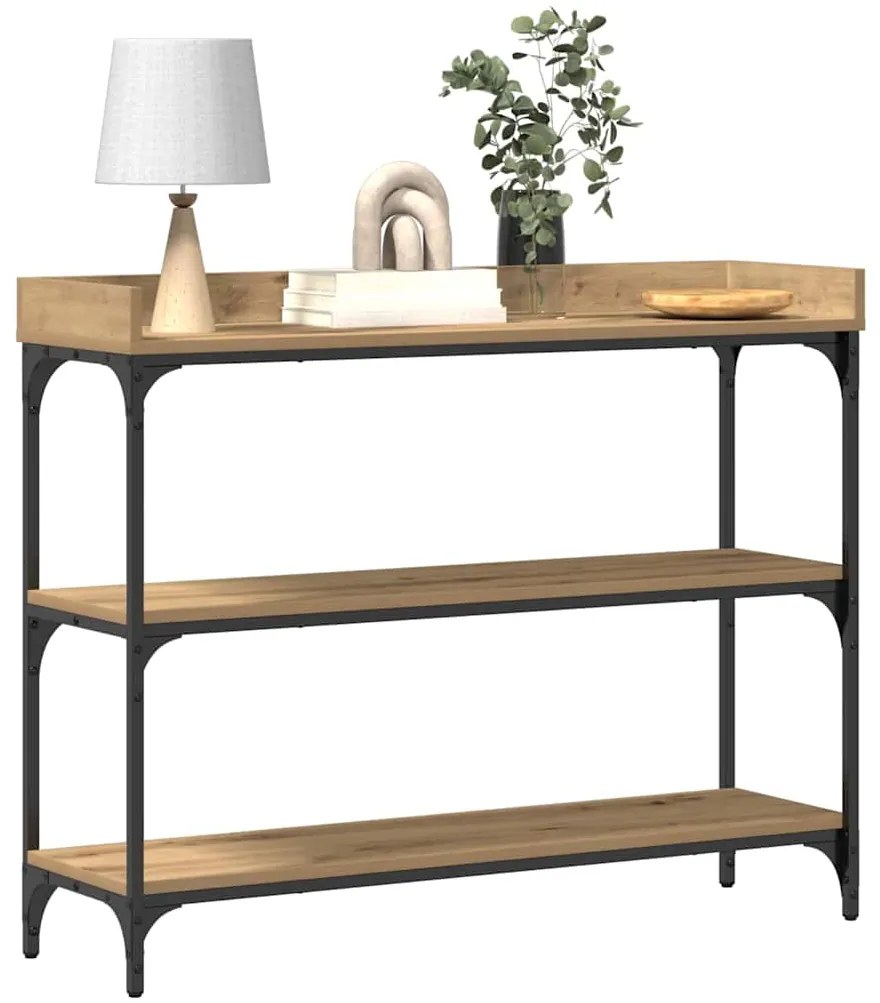 Mesa de Console vidaXL Carvalho Artisan 100x30x80 cm Madeira Engineere