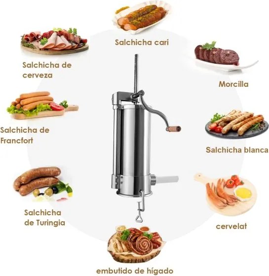 Máquina de Enchimento de Salsicha 6L Enchimento de Salsicha com 6 Tubos de Enchimento de Aço