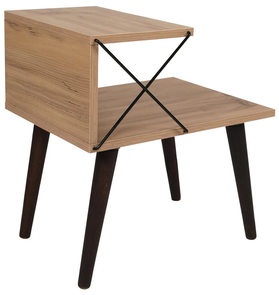 Mesa de Cabeceira "Cross" – Pinho e Faia - 50x40x55 cm – Design Modern