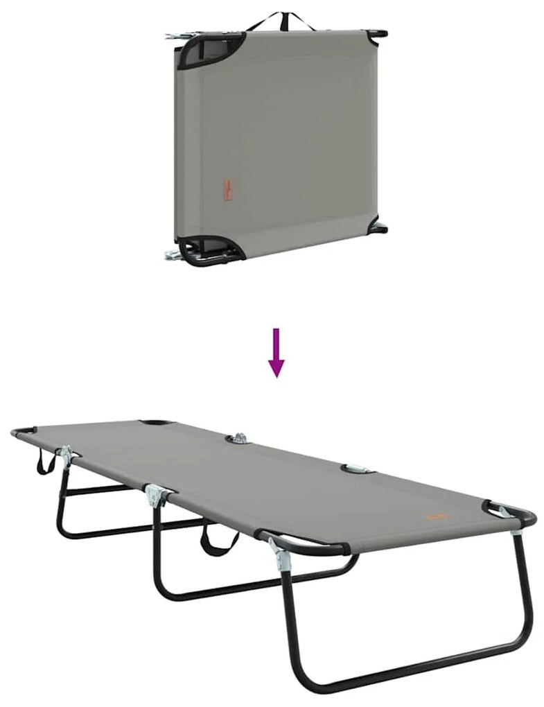 Espreguiçadeira Dobrável 2 pcs Cinza em tecido Oxford 600D