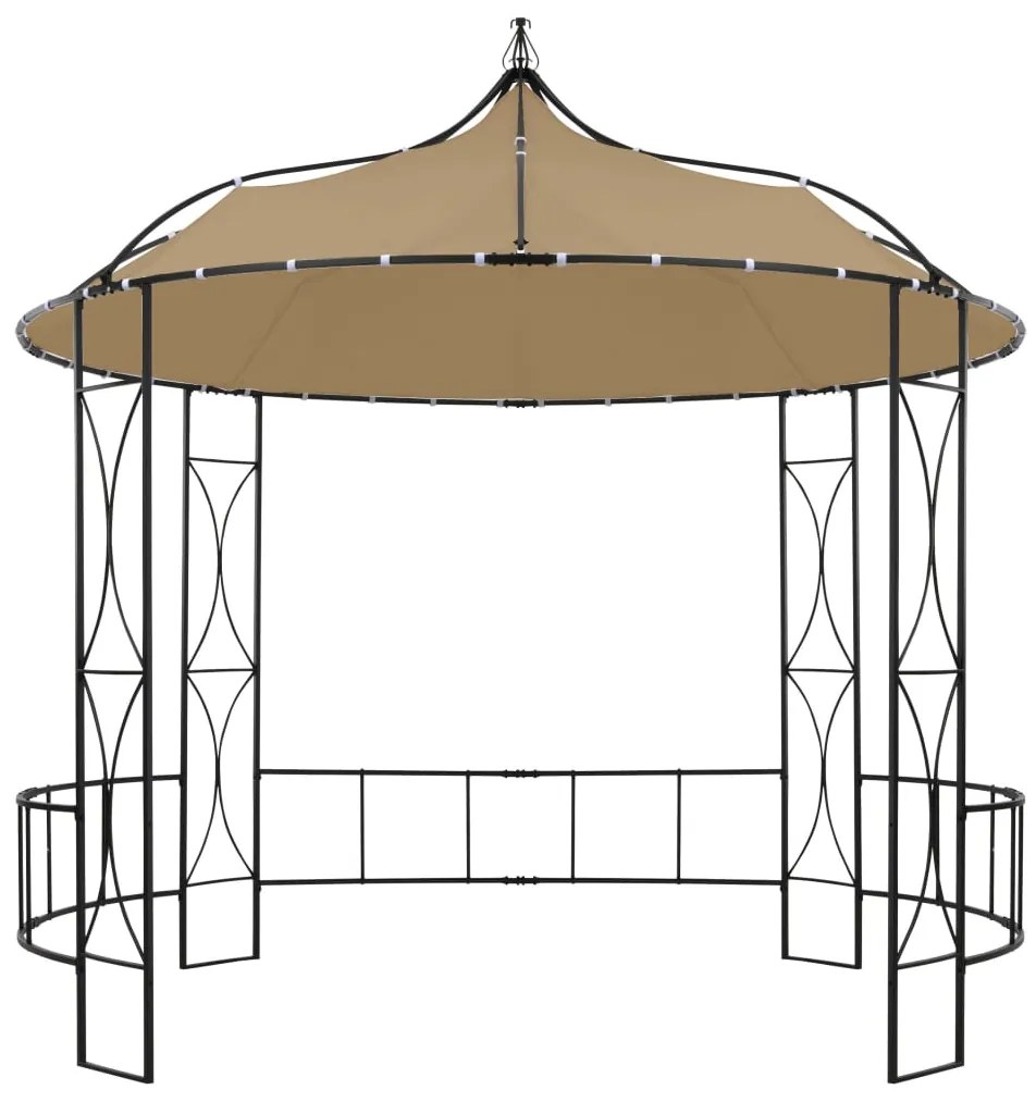 Gazebo redondo 300x290 cm cinzento-acastanhado