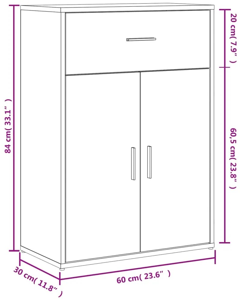 Aparadores 2 pcs 60x30x84 cm derivados de madeira branco