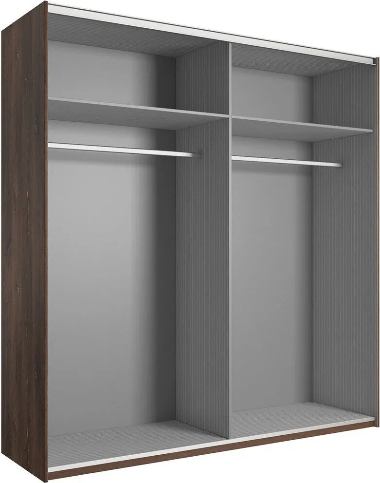 Roupeiro Felelie 100, Carvalho Flagstaf escuro, Preto matte, Cobre, 213x200x64cm, 153 kg, Portas para roupeiro: Deslizante, Número de prateleiras: 2, Número de prateleiras: 2