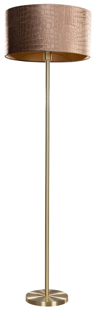 Candeeiro de Pé Latão com Abajur em Veludo Crocodilo 50cm - Simplo