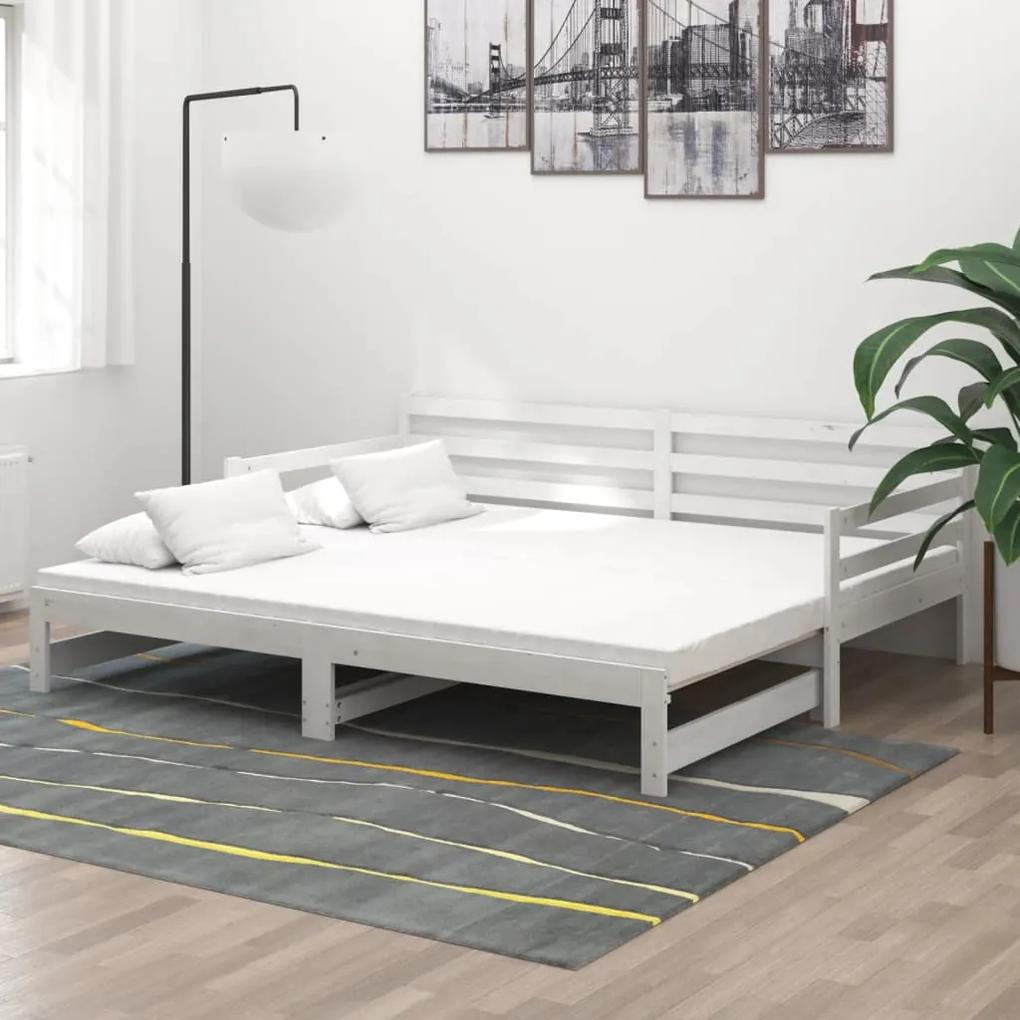3083660 vidaXL Estrutura sofá-cama de puxar 2x(90x200) cm pinho maciço branco