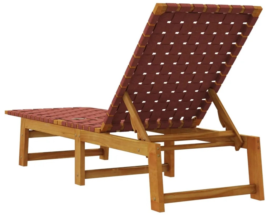 Espreguiçadeiras 2 pcs madeira de acácia maciça/tecido vermelho