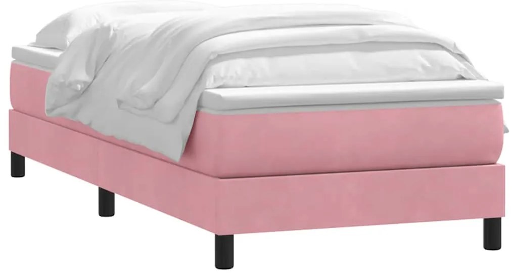 Cama com molas/colchão 100x220 cm veludo Rosa