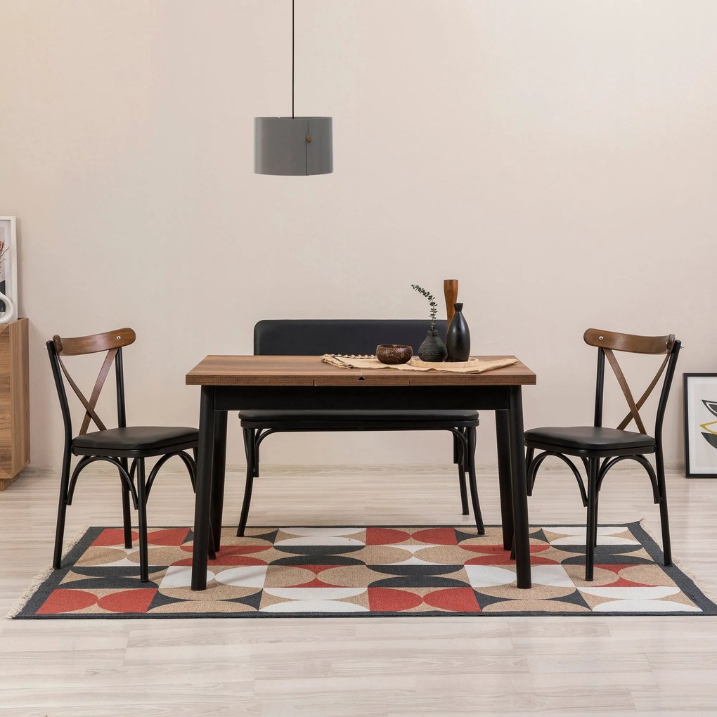 Conjunto de Mesa de Jantar Extensível e Cadeiras Oliver – Preto – Mesa