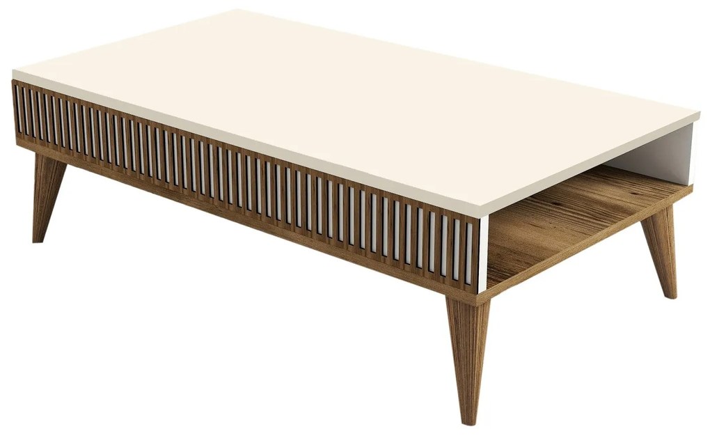 Mesa de Centro Milan – Nogueira e Creme – 105 x 34,6 x 60 cm