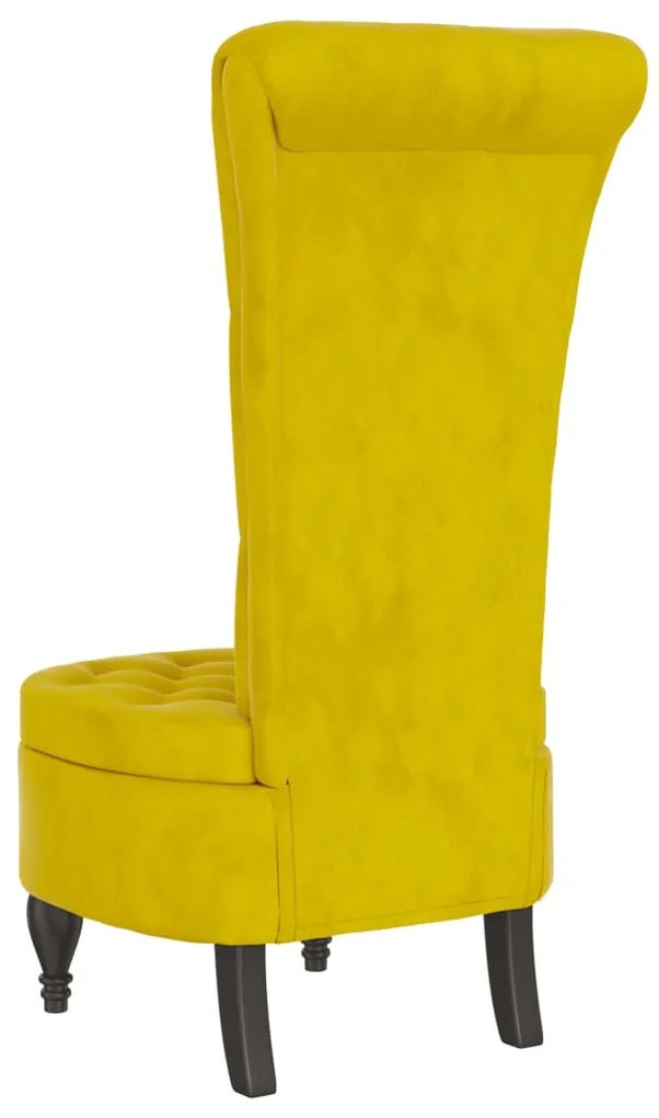 Cadeirão com encosto alto veludo amarelo design de botões
