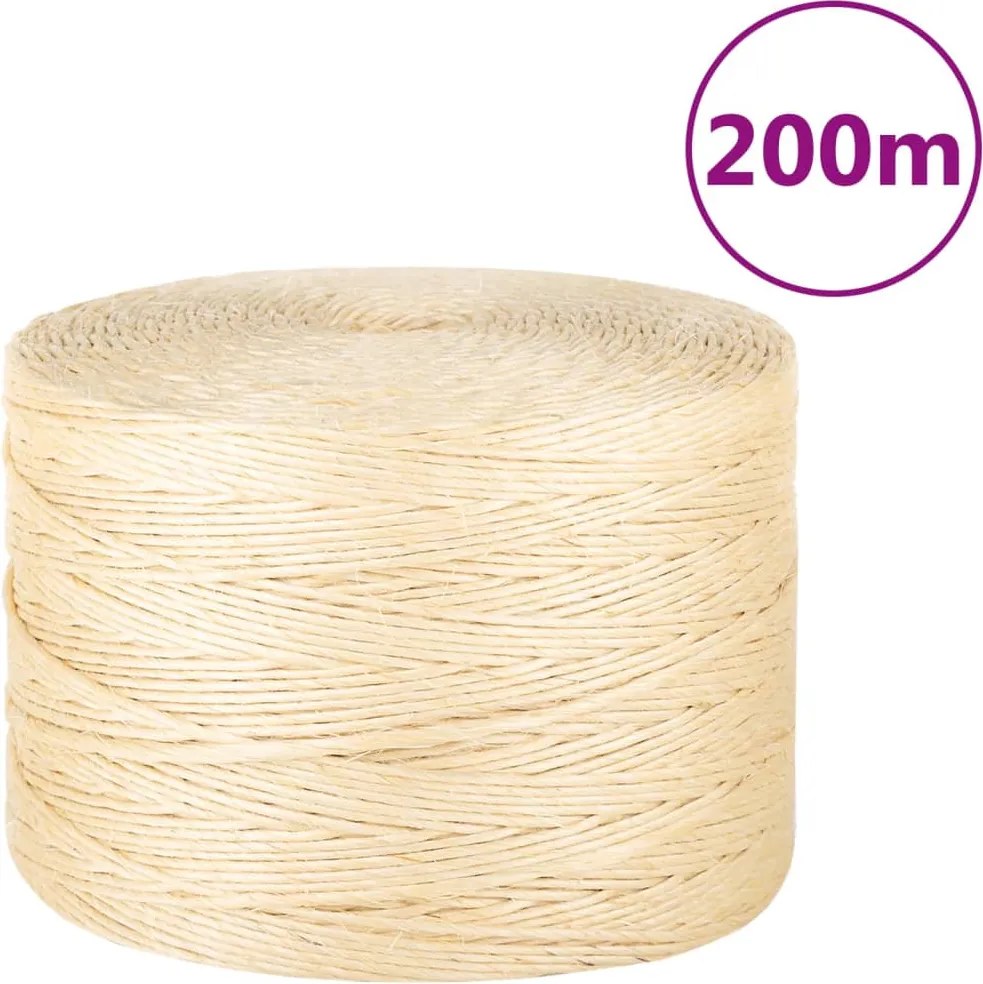 vidaXL Corda 100% sisal 3 mm 200 m