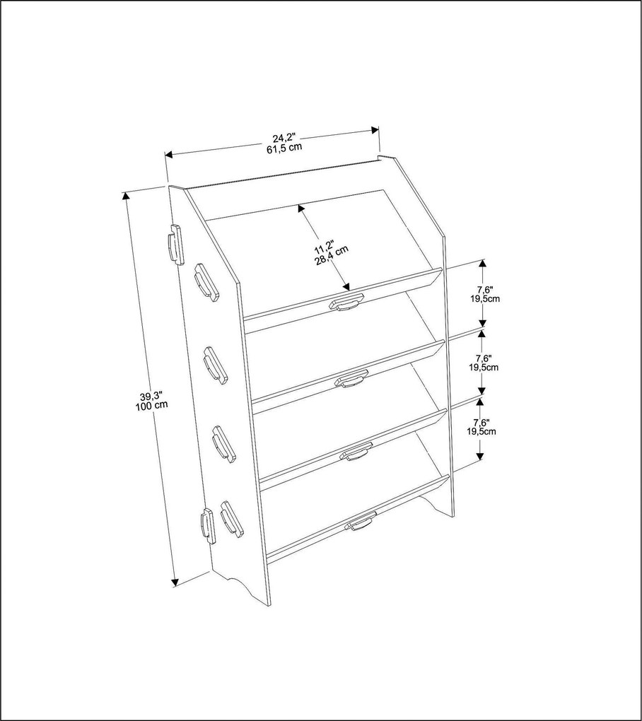 Estante Aros – Carvalho – 61,5 cm x 100 cm x 28,4 cm