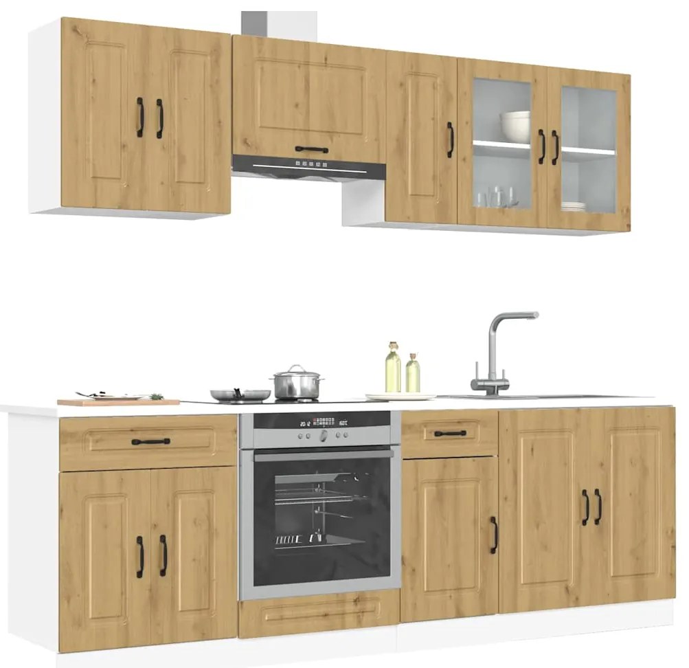 vidaXL 8 peças armário de cozinha conjunto Kalmar carvalho artisiano