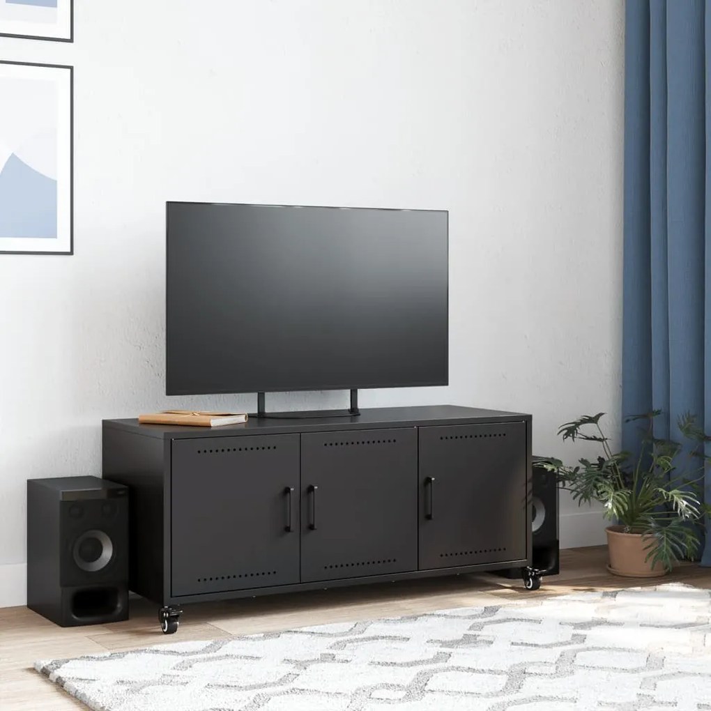 Móvel de TV 100,5x39x43,5 cm aço preto