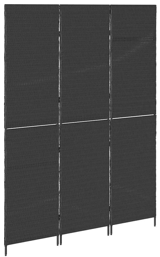Divisória de Ambiente vidaXL com 3 Painéis Dobrável Preta 146x180 cm e