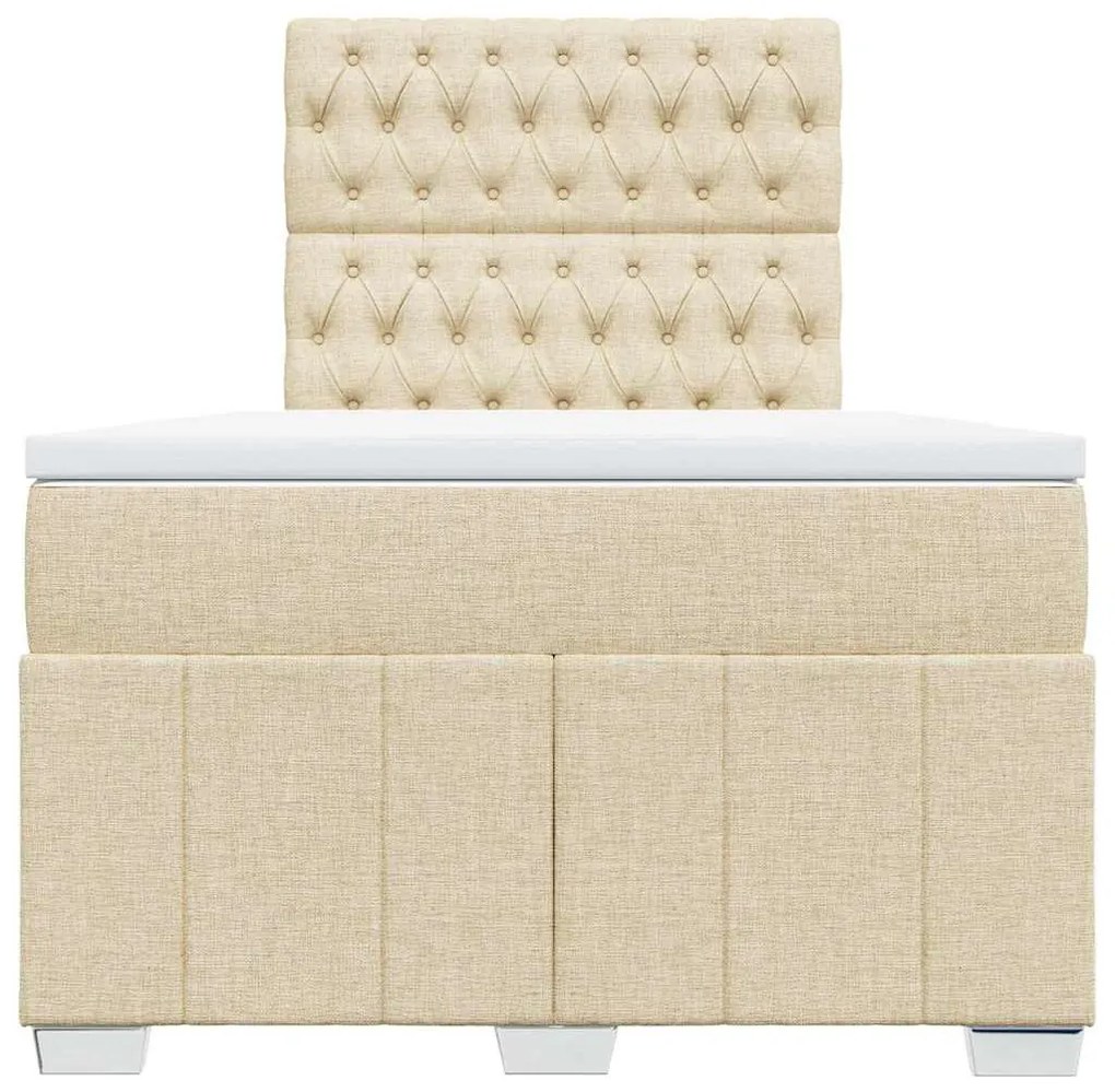 Cama boxspring com colchão 120x190 cm tecido cor creme
