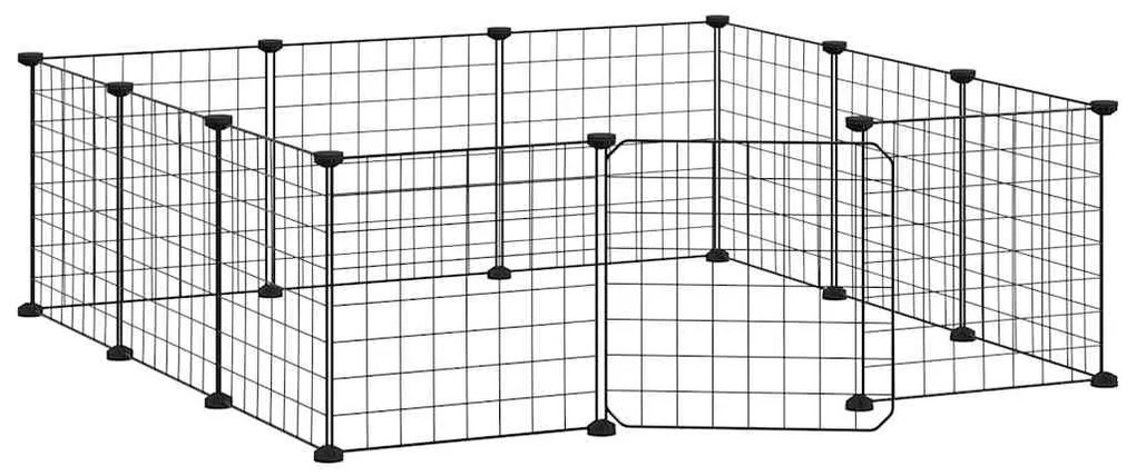 Gaiola p/ animais de 12 painéis c/porta 35x35 cm aço preto
