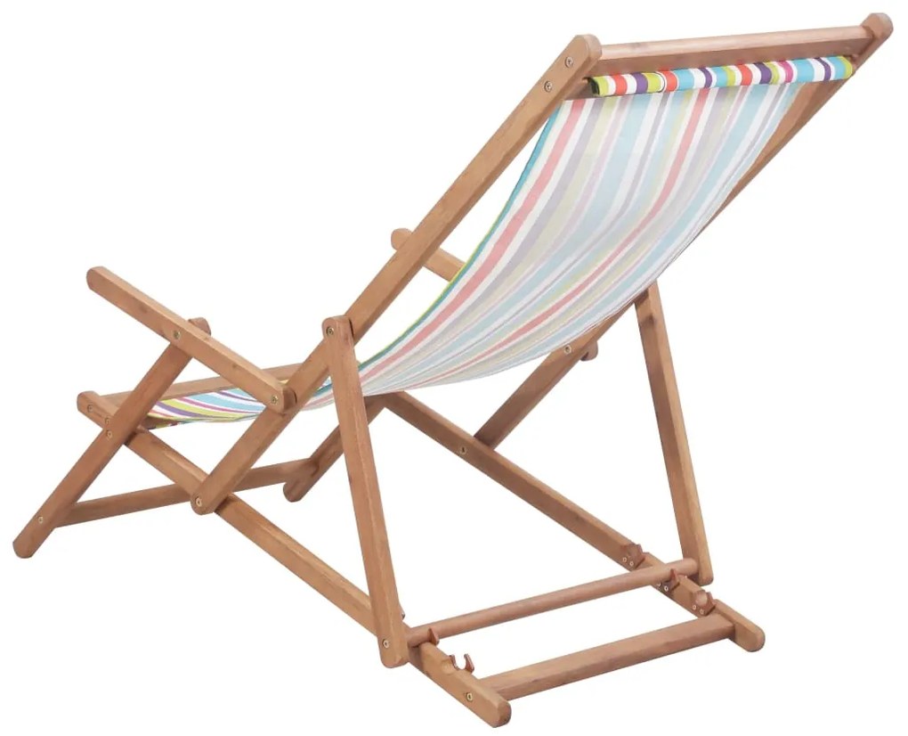 Cadeira de praia dobrável tecido estrutura madeira multicolor
