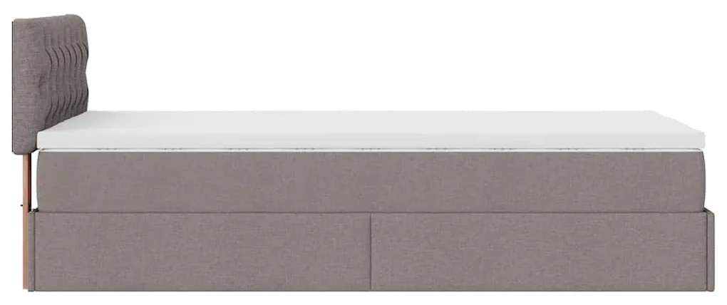 Cama otomana com colchão 100x200 cm tecido cinza