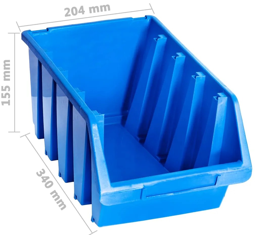 Caixas de arrumação empilháveis 14 pcs plástico azul
