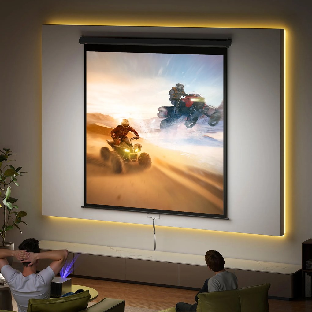 Ecrã de projeção para TV e cinema em casa de 99 polegadas, projetor de vídeo 1:1 4K HD, 178 cm x 178 cm