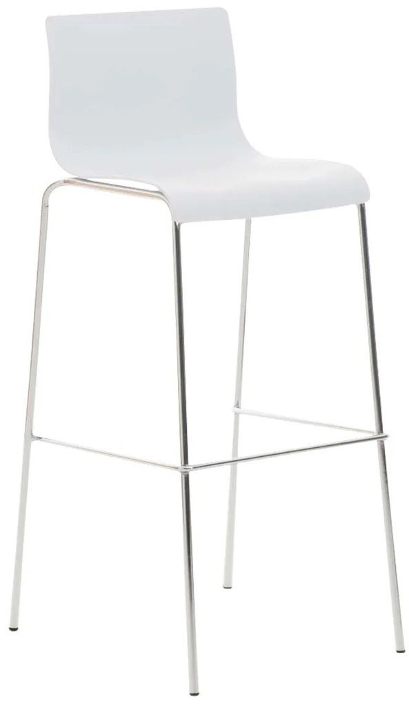 Conjunto de 2 bancos de bar Hoover em plástico e com estrutura cromada 43 x 100 x 48 cm Branco