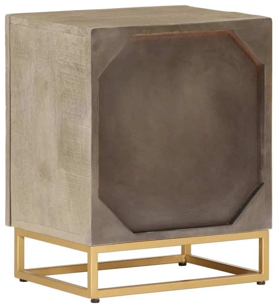 Mesa de cabeceira 40x30x50 cm madeira de mangueira maciça/ferro