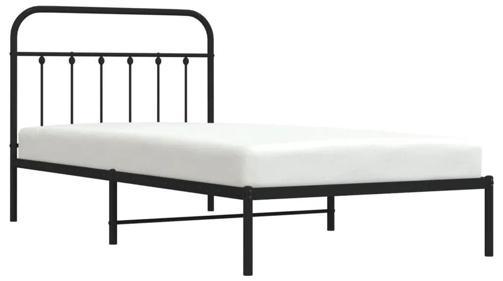 Estrutura de cama com cabeceira 107x203 cm metal preto