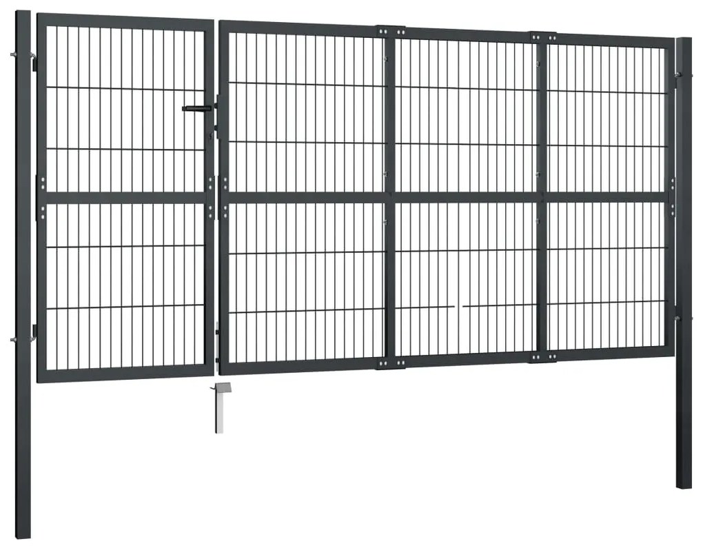 Portão de jardim com postes 350x120 cm aço antracite