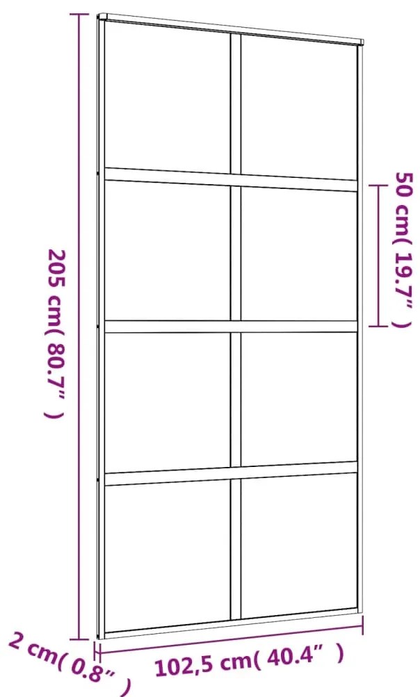 Porta deslizante 102,5x205 cm vidro ESG fosco/alumínio dourado