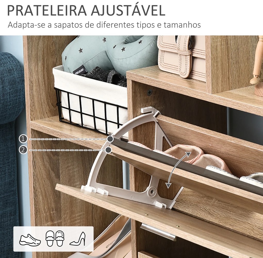 Sapateira de Madeira com Prateleiras de Armazenamento Sapateira para até 20 pares de Sapatos 101,5x25,5x98cm Madeira