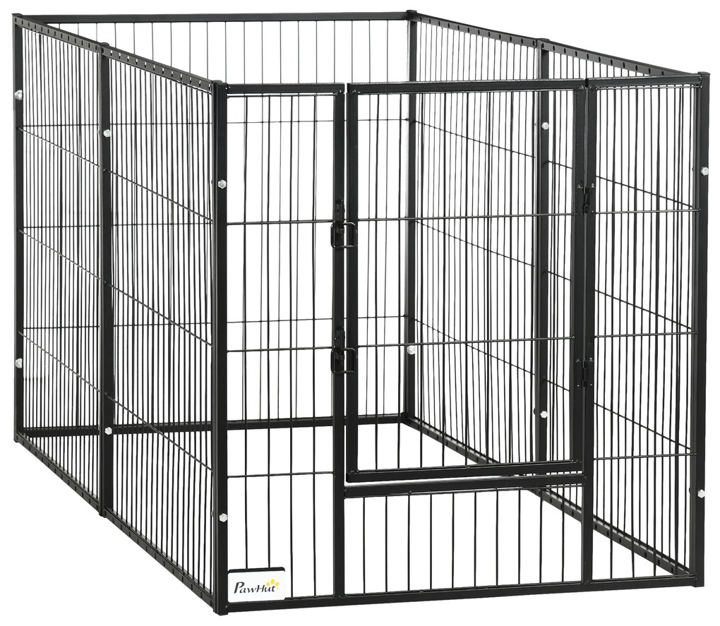 Parque para Cães de 6 Painéis com Largura Ajustável e Estrutura de Aço 82,5-150x79x81 cm Preto