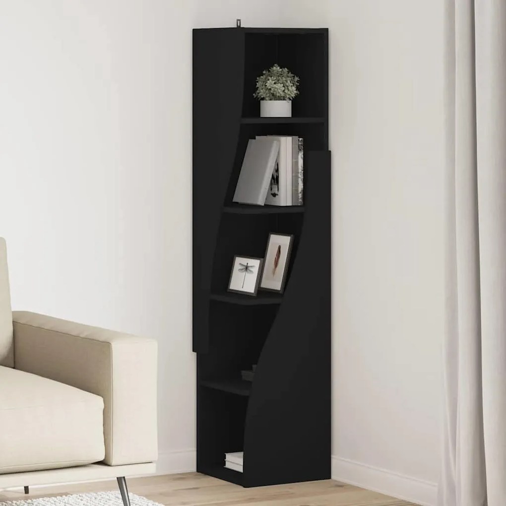 vidaXL Armário de canto Preto 32x32x140cm Madeira processada