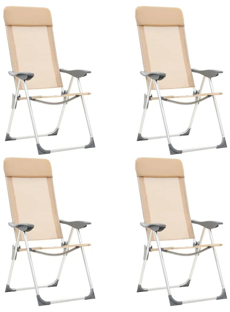 vidaXL Cadeiras de campismo dobráveis 4 pcs alumínio creme