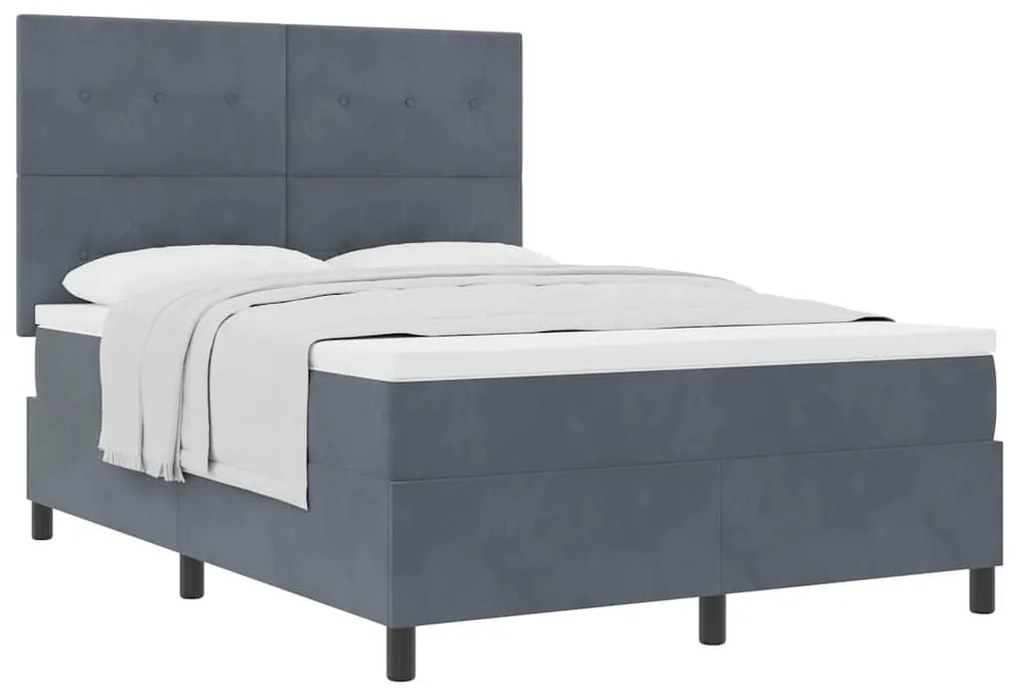 Cama Box com Colchão vidaXL Cinza Escuro 140x200 cm Veludo