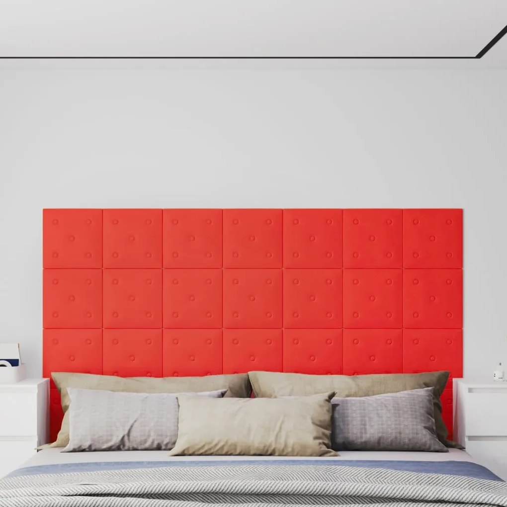 Painel parede 12 pcs 30x30cm couro artificial 1,08 m² vermelho