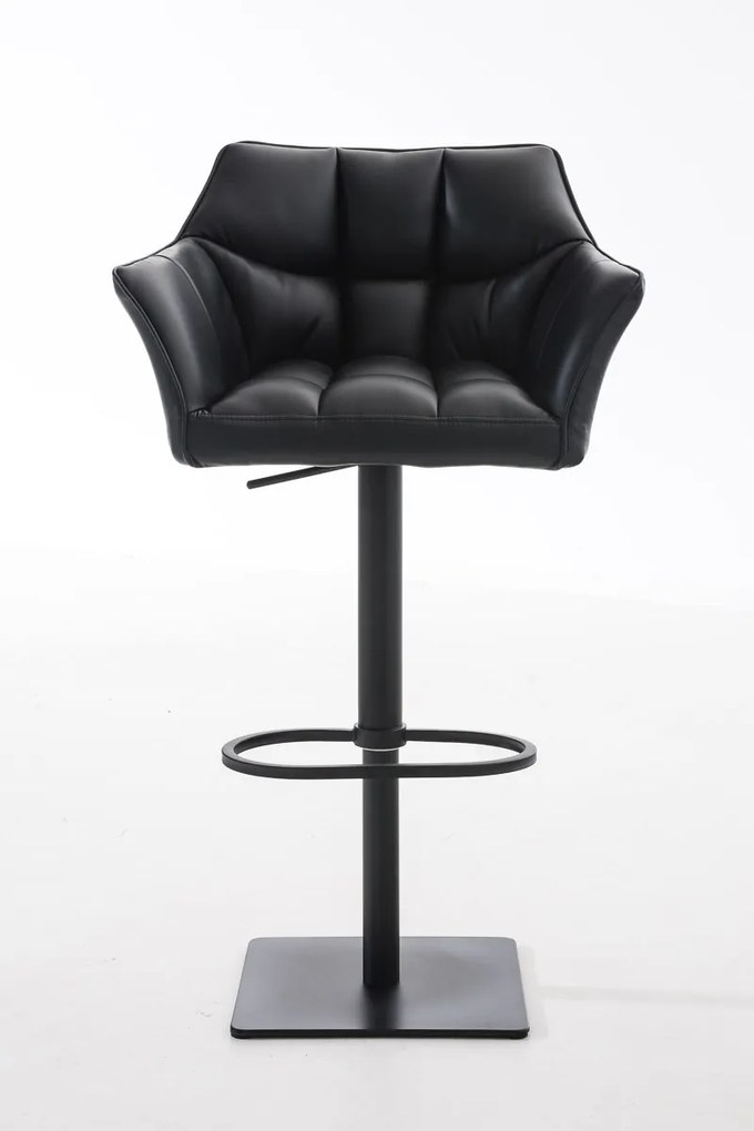 Banco de bar Damaso em couro sintético e com estrutura preta 64 x 88-113 x 45 cm Preto