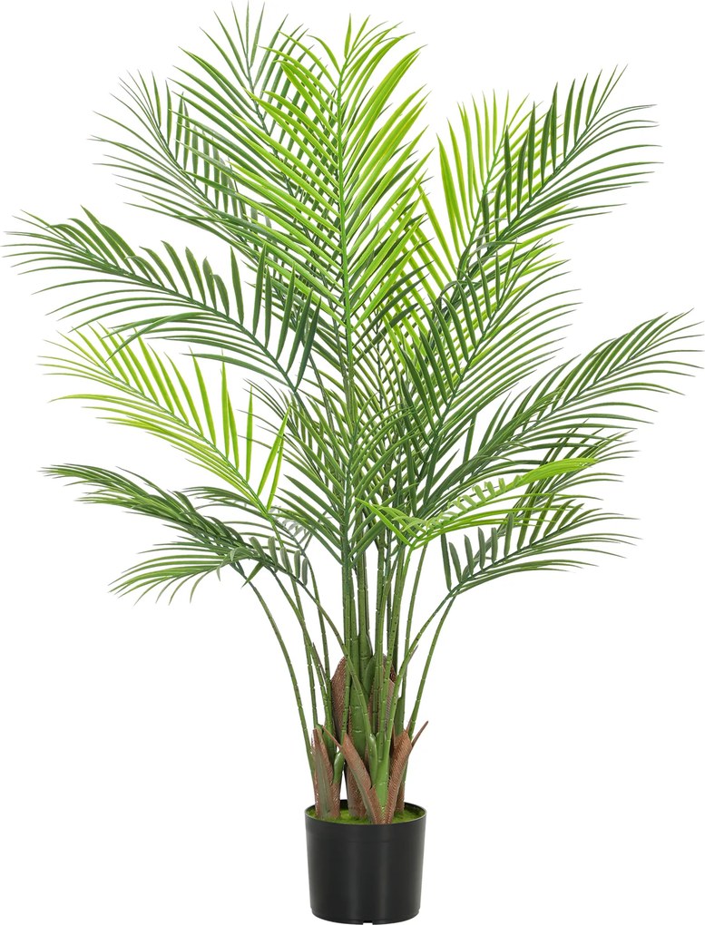 Planta artificial de interior de 120 cm, palmeira artificial com vaso de plástico e acabamento flocado, verde