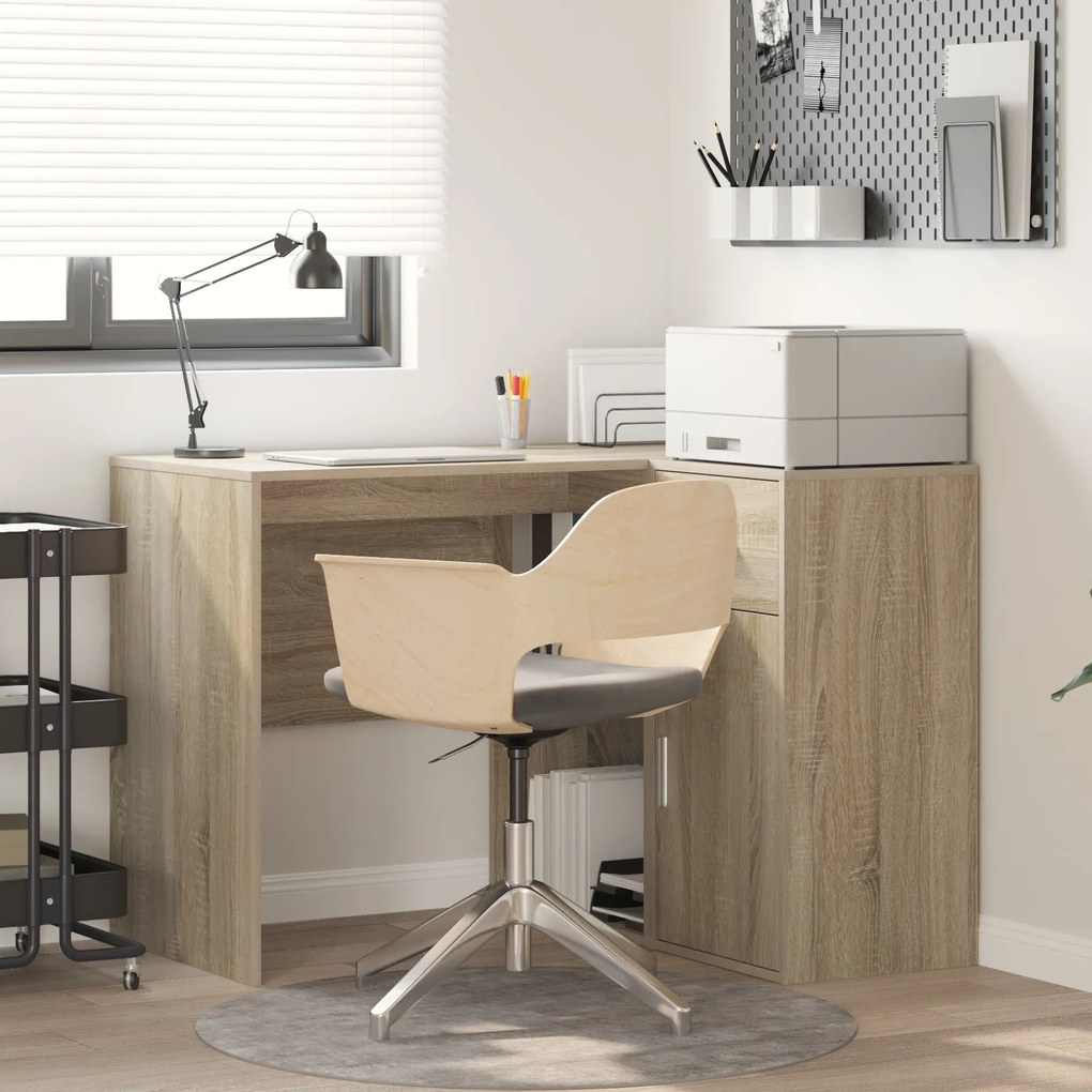 mesa de canto Carvalho Sonoma 102x88x75 cm Madeira Engenheirada