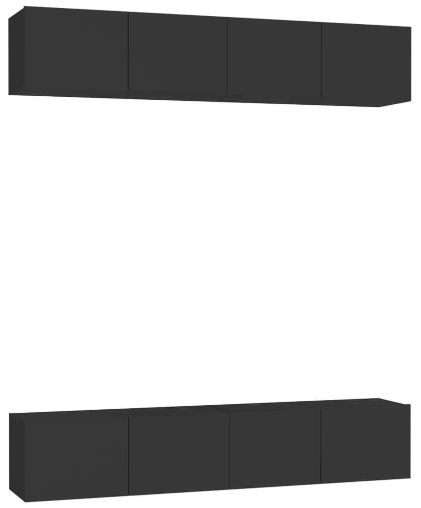 Móveis de TV 4 pcs 80x30x30 cm contraplacado preto