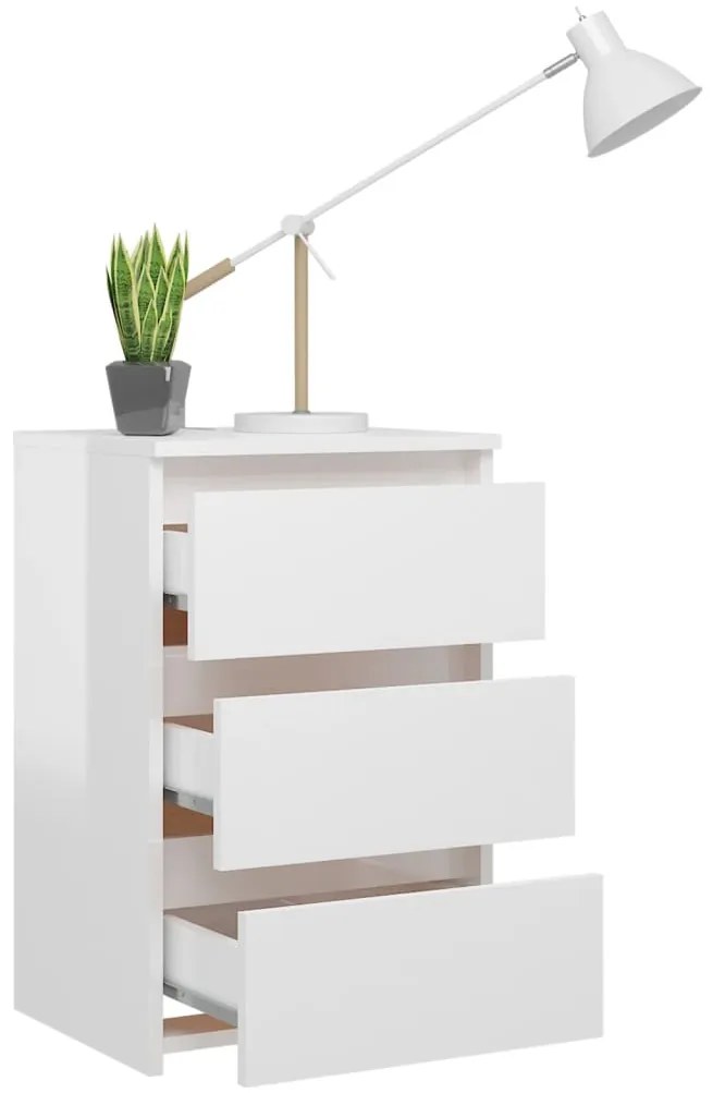 Mesa de cabeceira derivados de madeira branco brilhante