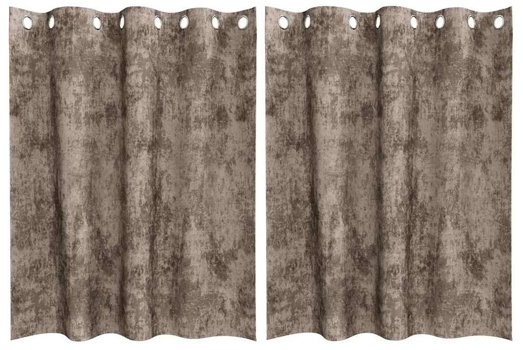 Cortinas de Veludo 2 pcs com Ilhós Cappuccino 140x140 cm