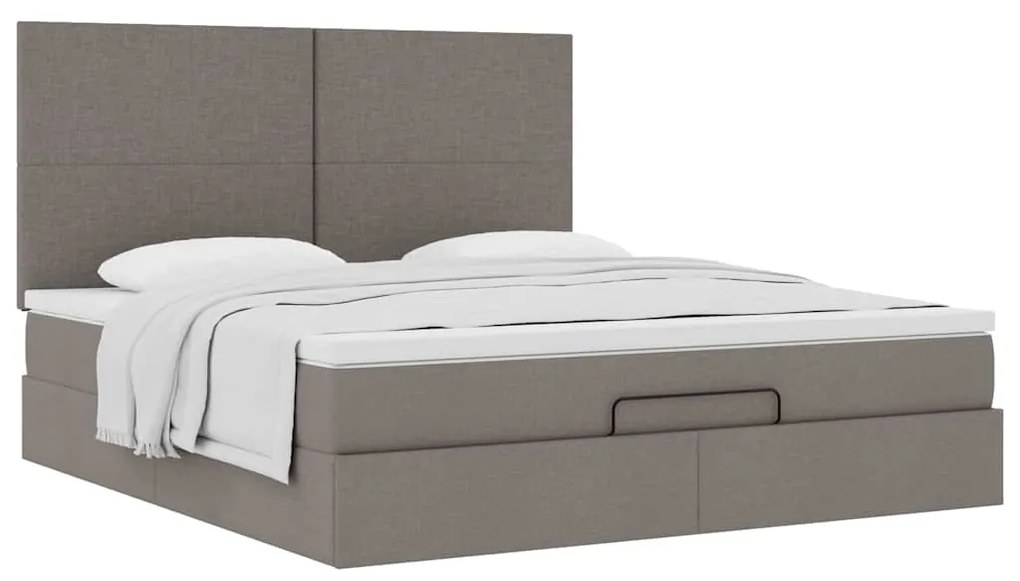 moldura de cama otomana vidaXL com tecido Taupe 180x200cm