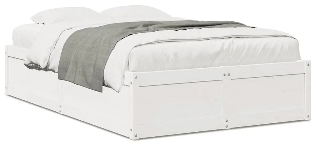 Estrutura de cama 135x190 cm madeira de pinho maciça branco