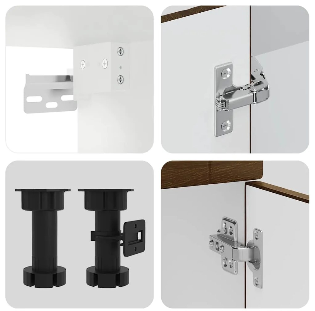 4 peças armário de cozinha conjunto Kalmar carvalho castanho
