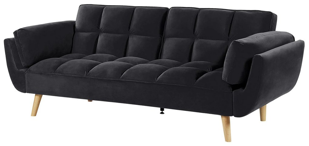 Sofá-cama em veludo preto ASBY Beliani