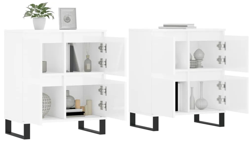 Aparadores 2 pcs derivados de madeira branco brilhante
