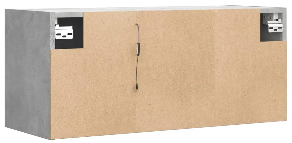 Móvel de parede p/ TV c/ luzes LED 80x31x35 cm cinzento cimento